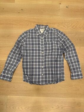 Abercrombie & Fitch Men's Navy and White Plaid Button-Down Shirt